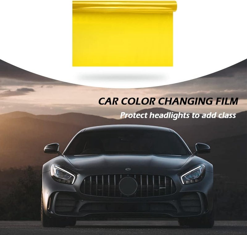 wedfish 12 X 48inch Car Light Tint Film, Cuttable&Stretchability Car Headlight Taillight Fog Light Vivid Vinyl Wrap Protector,Non-Marking Self-Adhesive Decals Car Decor (Yellow) - Image 4